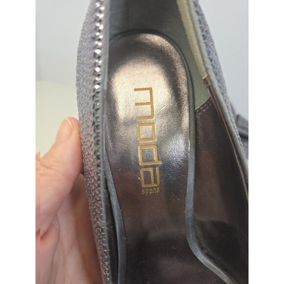 Moda Spana Cinderella Silver Rainbow Crystal Sparkle Bow Leather Pumps Sz 8.5 M - Picture 9 of 11